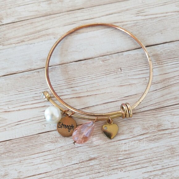 Ulta Strength Charm Bracelet Beaded Bangle Breast Cancer Awareness Jewelry - Picture 7 of 9